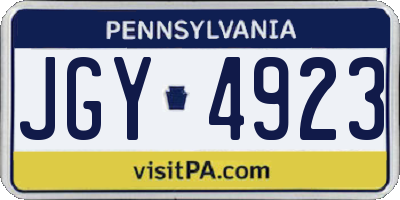 PA license plate JGY4923