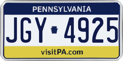 PA license plate JGY4925