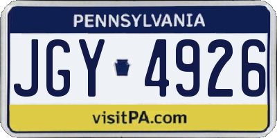 PA license plate JGY4926