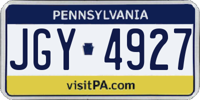 PA license plate JGY4927