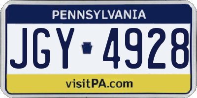 PA license plate JGY4928