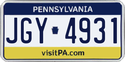 PA license plate JGY4931