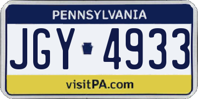 PA license plate JGY4933