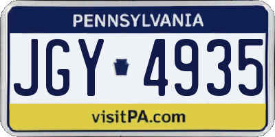 PA license plate JGY4935