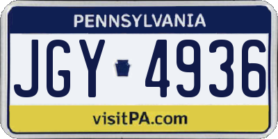 PA license plate JGY4936