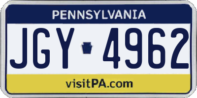 PA license plate JGY4962