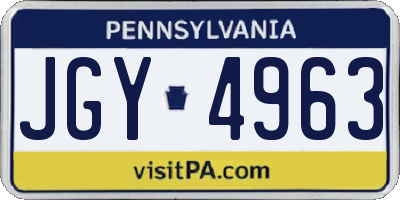 PA license plate JGY4963