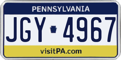 PA license plate JGY4967