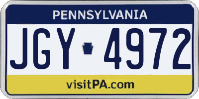PA license plate JGY4972