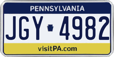 PA license plate JGY4982