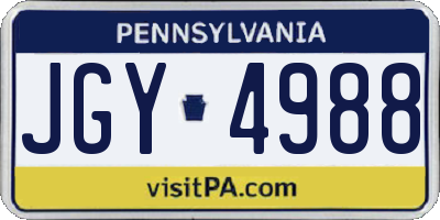 PA license plate JGY4988