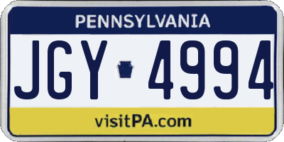 PA license plate JGY4994