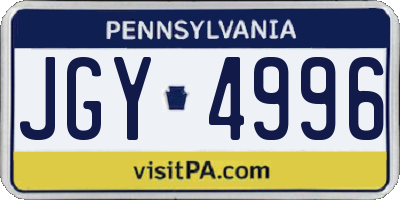 PA license plate JGY4996