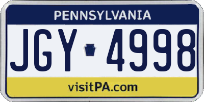 PA license plate JGY4998
