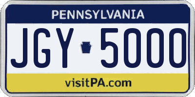 PA license plate JGY5000
