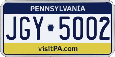 PA license plate JGY5002