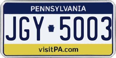 PA license plate JGY5003