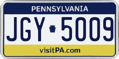 PA license plate JGY5009