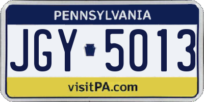 PA license plate JGY5013