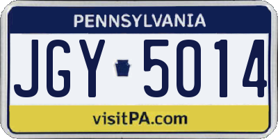 PA license plate JGY5014