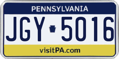 PA license plate JGY5016