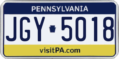 PA license plate JGY5018
