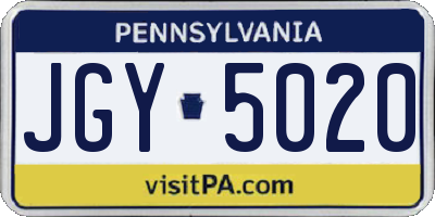 PA license plate JGY5020