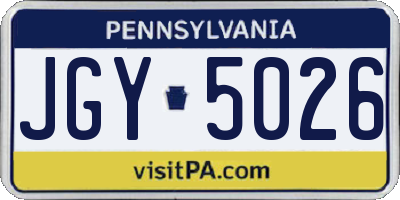 PA license plate JGY5026