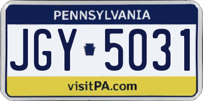 PA license plate JGY5031