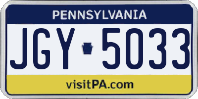 PA license plate JGY5033