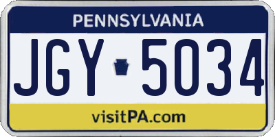 PA license plate JGY5034