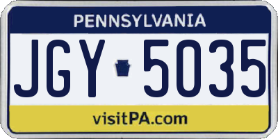 PA license plate JGY5035