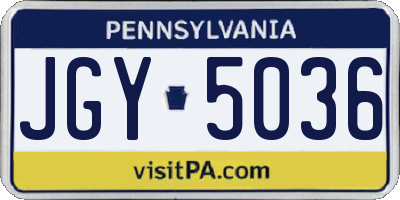 PA license plate JGY5036