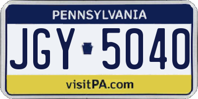 PA license plate JGY5040
