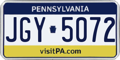 PA license plate JGY5072