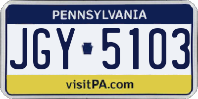 PA license plate JGY5103