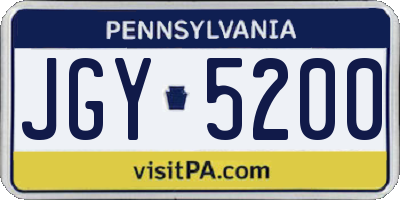 PA license plate JGY5200