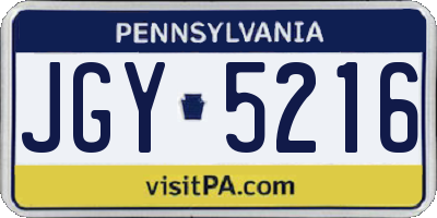 PA license plate JGY5216