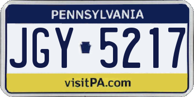 PA license plate JGY5217