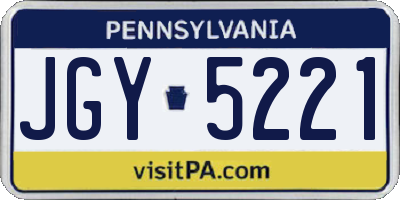 PA license plate JGY5221
