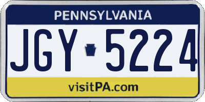 PA license plate JGY5224