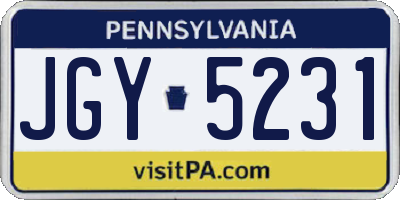 PA license plate JGY5231