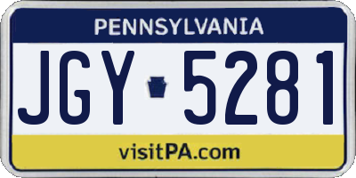 PA license plate JGY5281