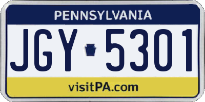 PA license plate JGY5301