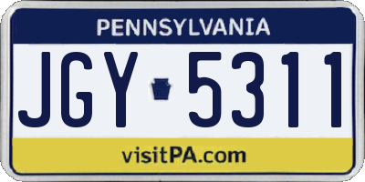 PA license plate JGY5311