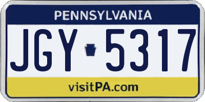 PA license plate JGY5317