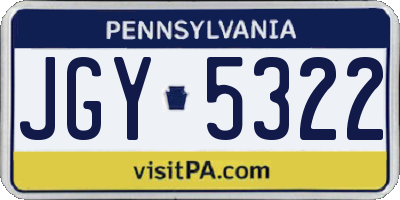 PA license plate JGY5322