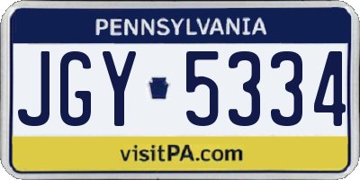PA license plate JGY5334