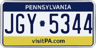 PA license plate JGY5344