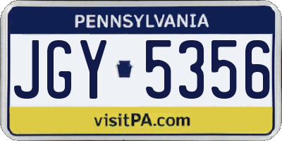 PA license plate JGY5356